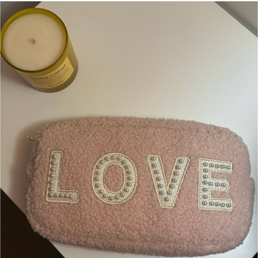 Stoney Clover Lane Pink Sherpa LOVE Pouch NWOT